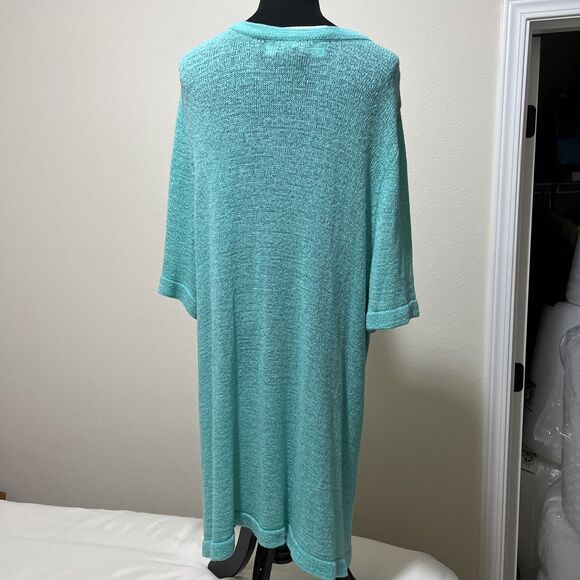 NWT Maggie Barnes Cardigan Duster Sweater Top Plus Size 2X 22/24 Sea Green Aqua - Picture 4 of 15
